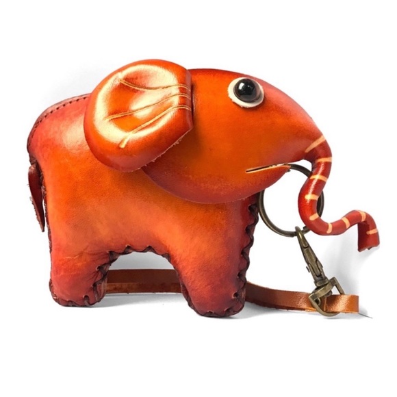 (25)New Handmade Genuine Leather Handcrafted Elephant Wristlet Bag Pouch - Picture 2 of 5